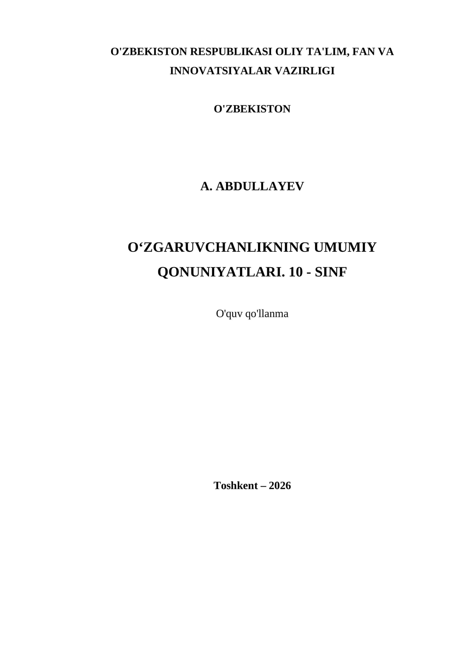 O‘ZGARUVCHANLIKNING UMUMIY QONUNIYATLARI. 10 - SINF
