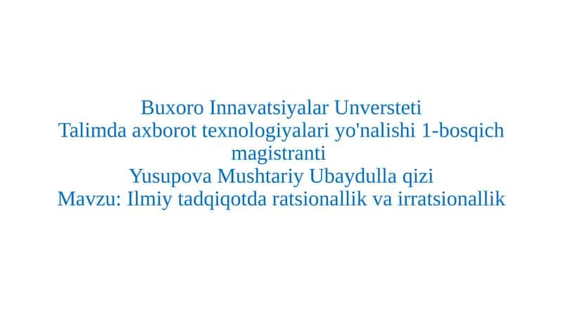 Ilmiytadqiqot daratsionallik va irratsionallik