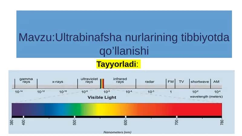 Ultrabinafsha nurlarining tibbiyotda qo’llanishi
