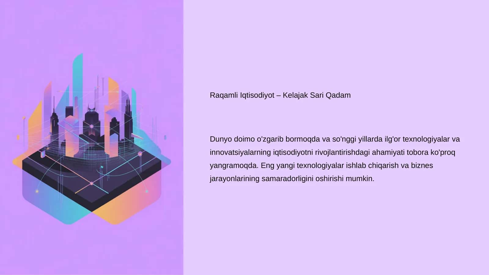 Raqamli Iqtisodiyot – Kelajak Sari Qadam