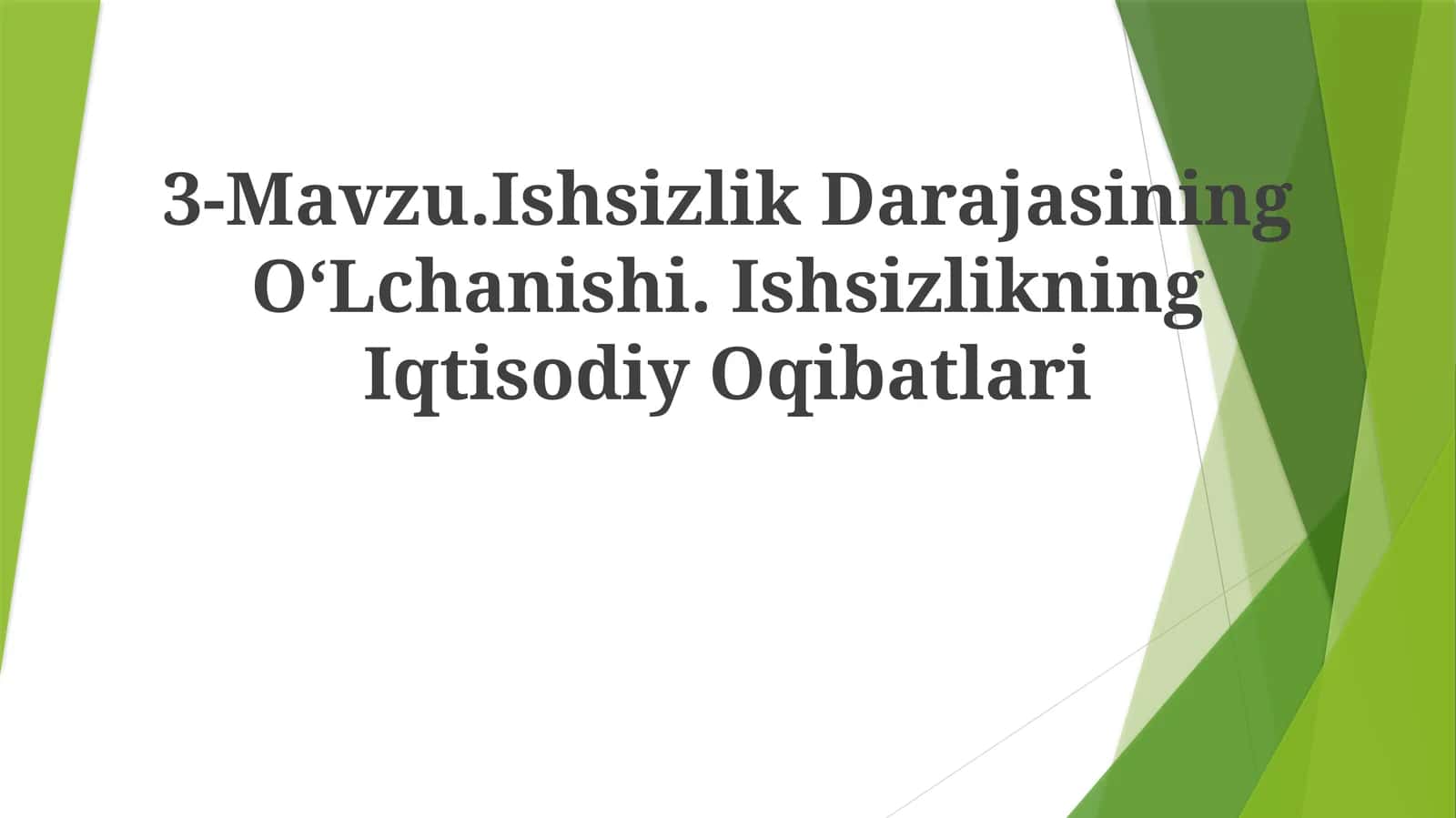 Ishsizlik Darajasining OʻLchanishi