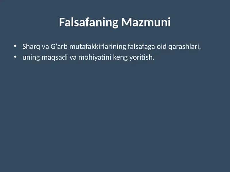 Falsafaning Mazmuni