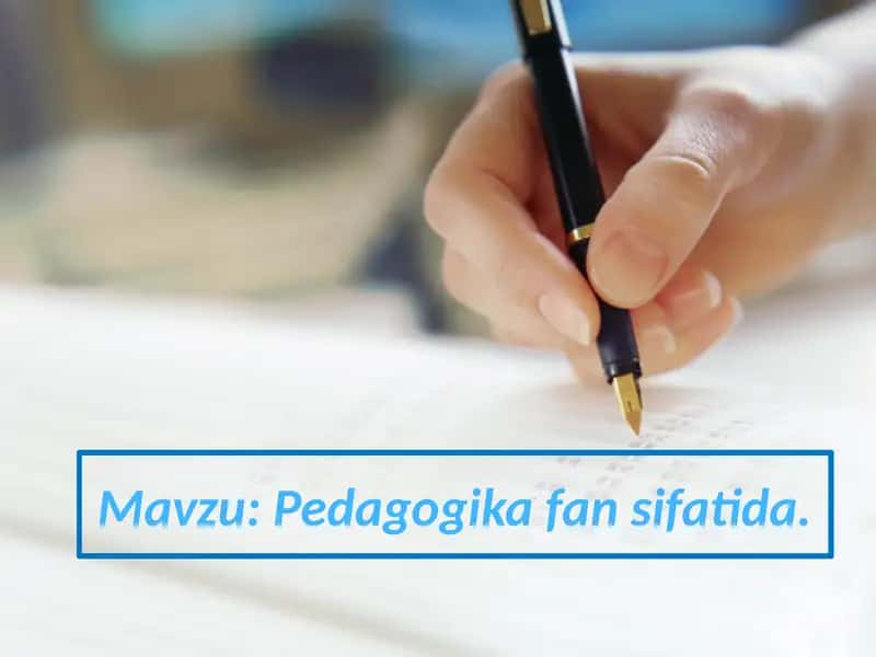 Pedagogikafansifatida