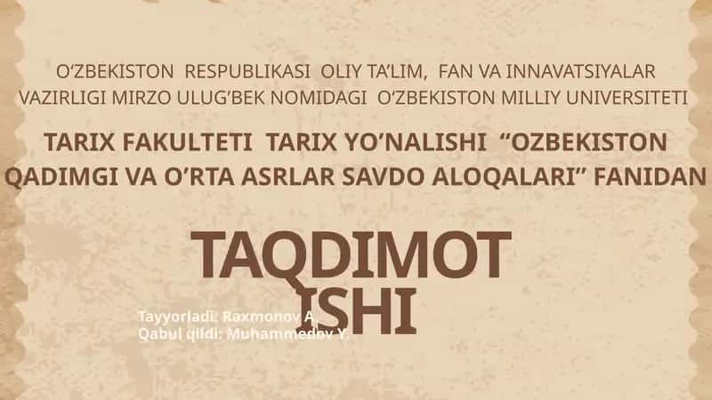 Somoniylar davrida savdo-sotiq munosabatlari