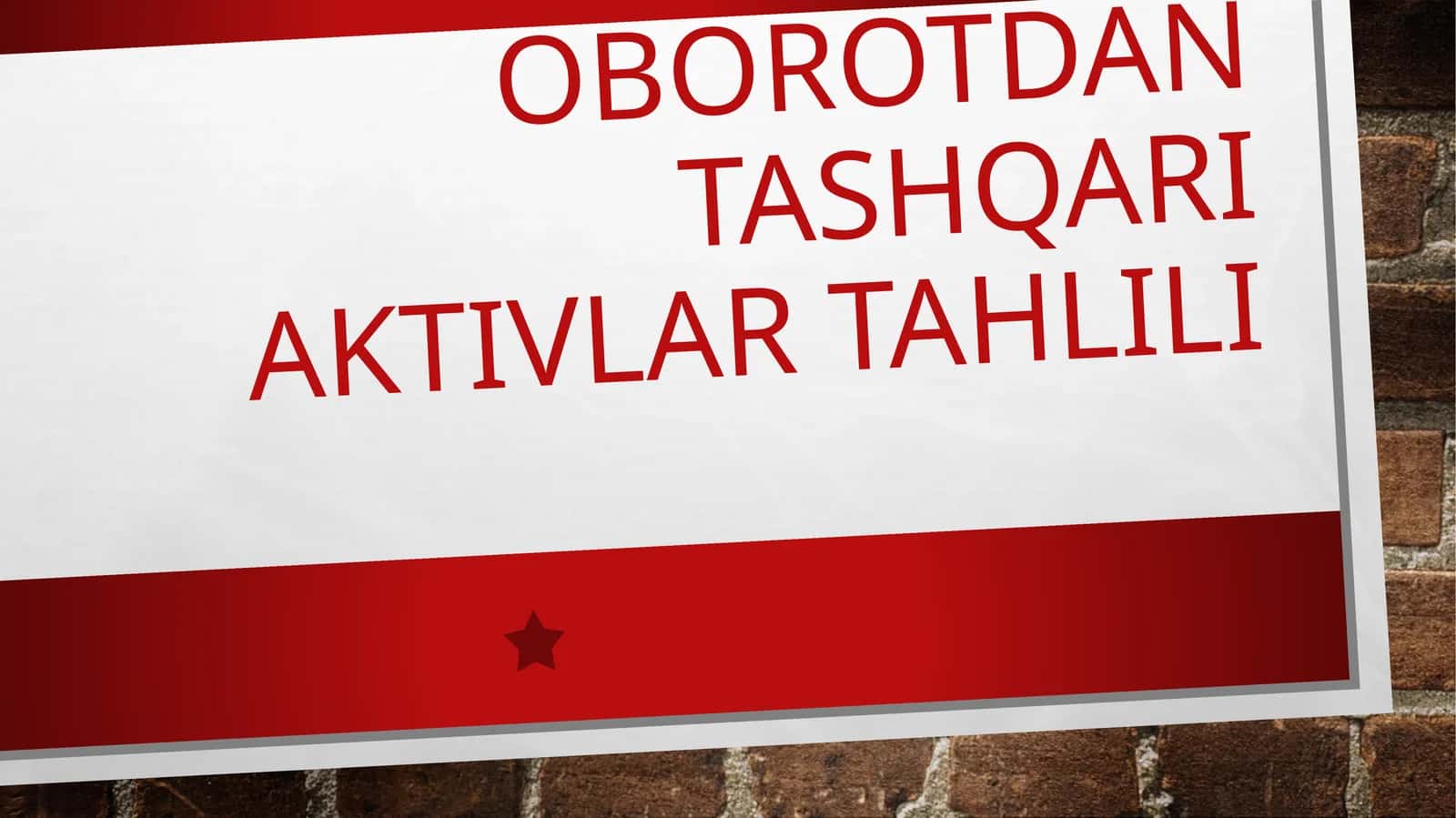 asosiy vositalar va boshqa oborotdan tashqari aktivlar tahlili
