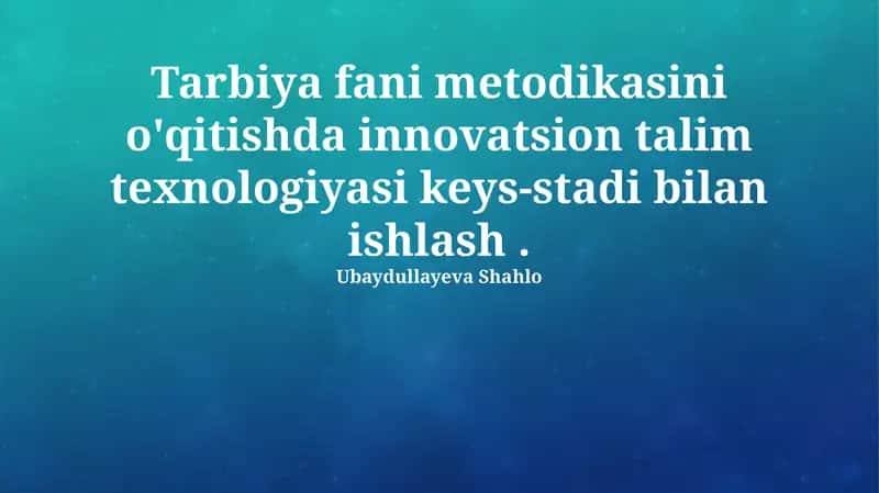 Islom axloqi fanidan interaktiv dars