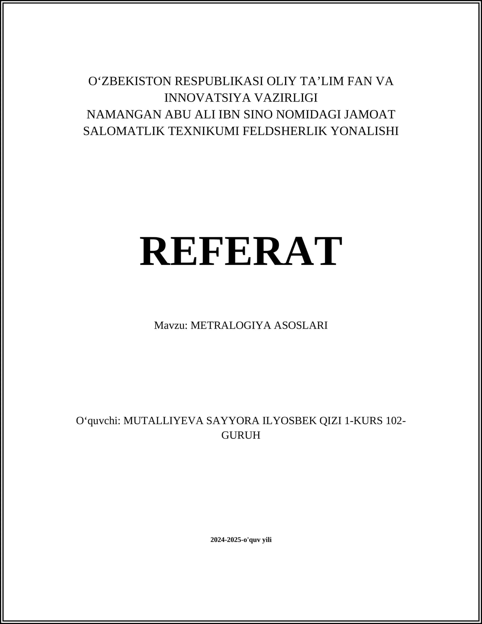 METRALOGIYA ASOSLARI