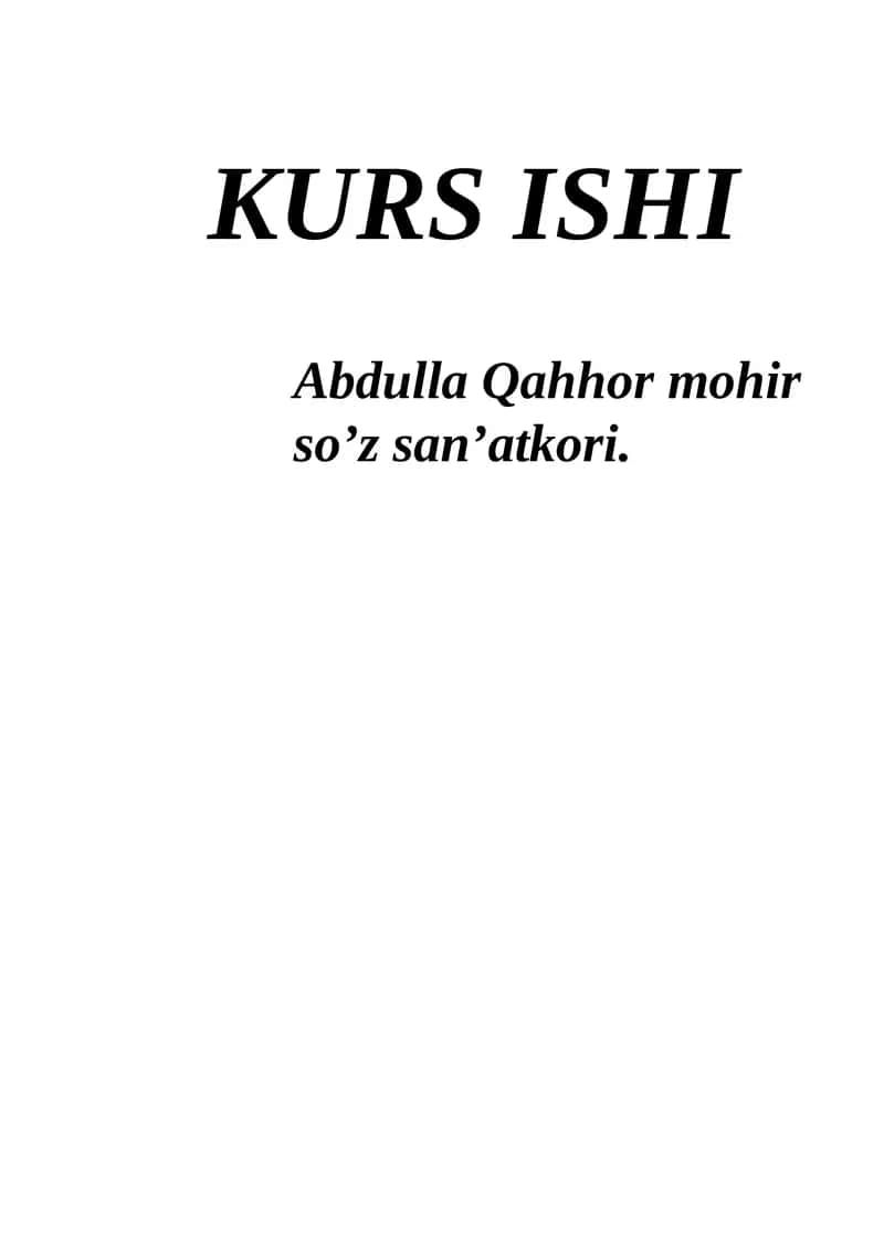 Abdulla Qahhor mohir so’z san’atkori