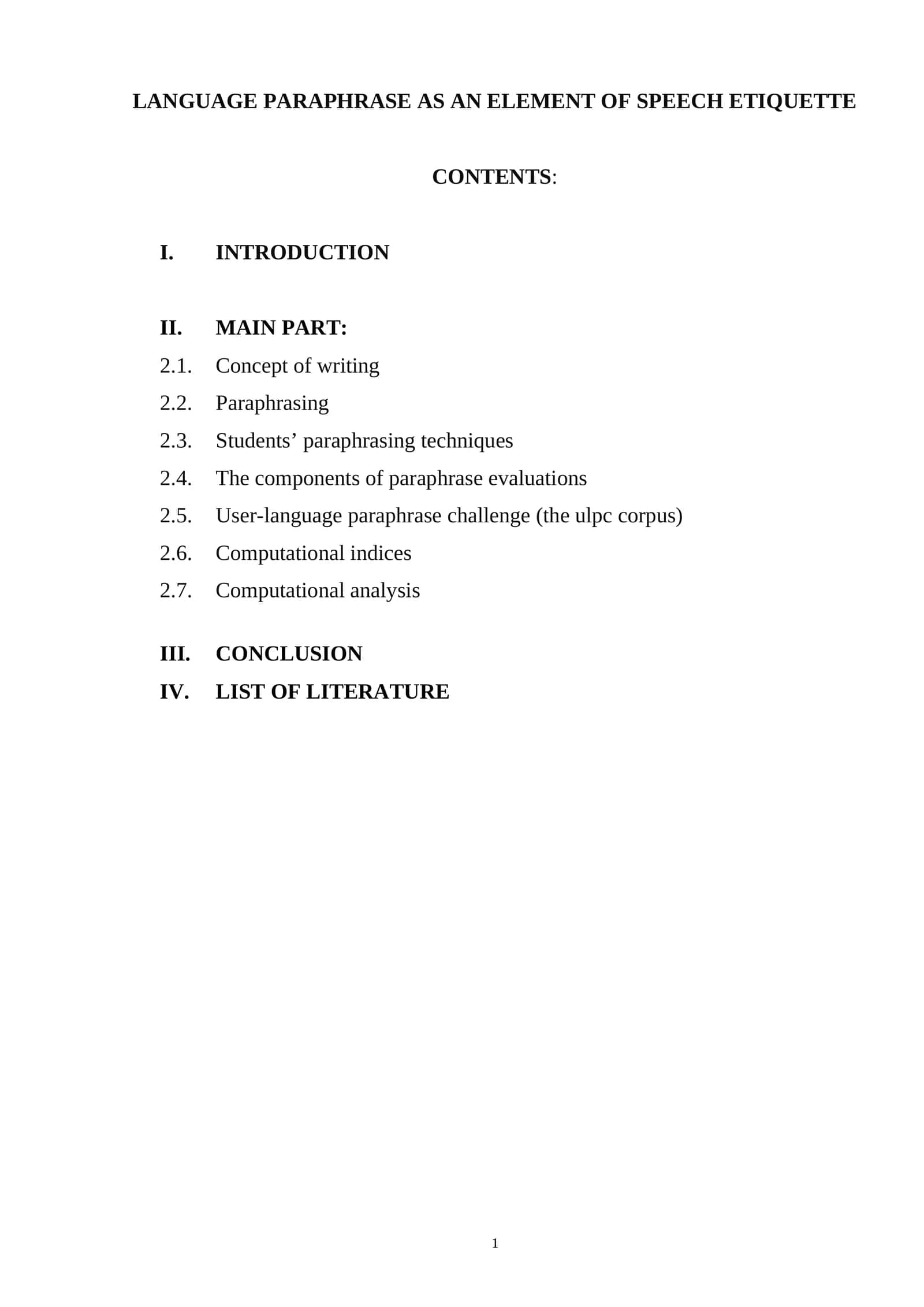 LANGUAGE PARAPHRASE AS AN ELEMENT OF SPEECH ETIQUETTE