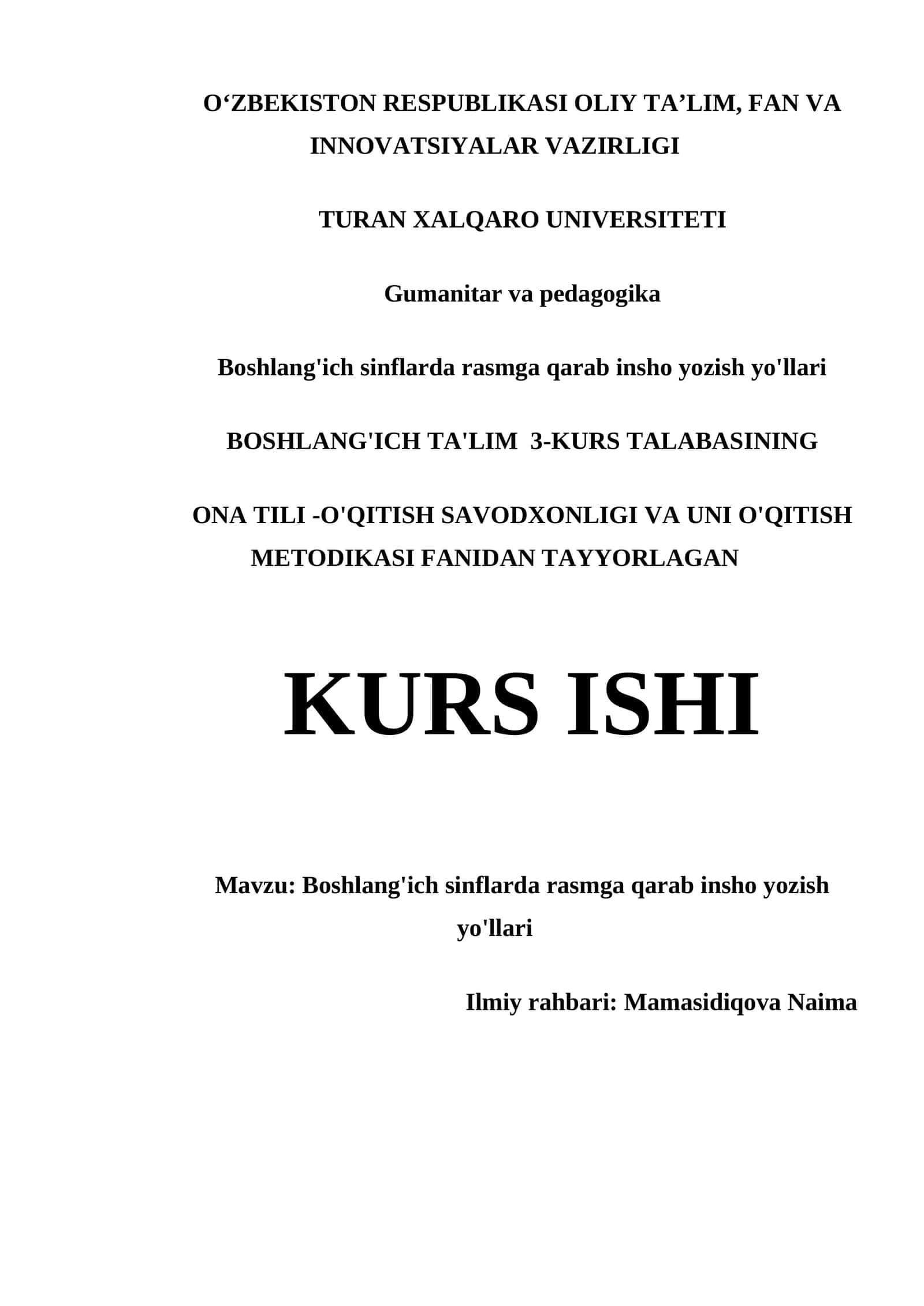Boshlang'ich sinflarda rasmga qarab insho yozish yo'llari