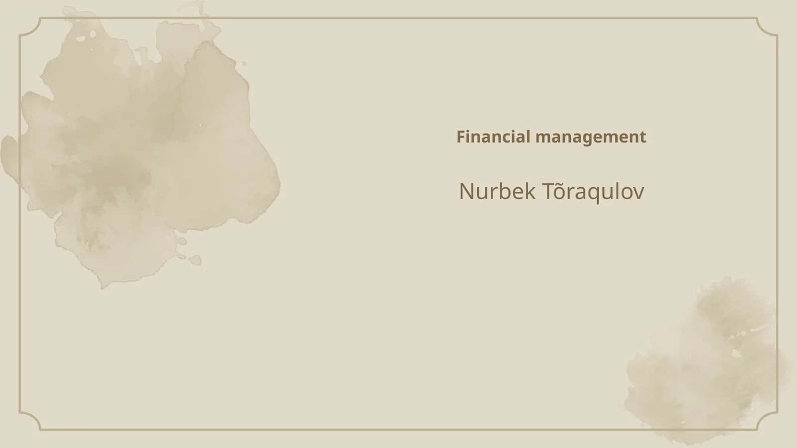 Financial management