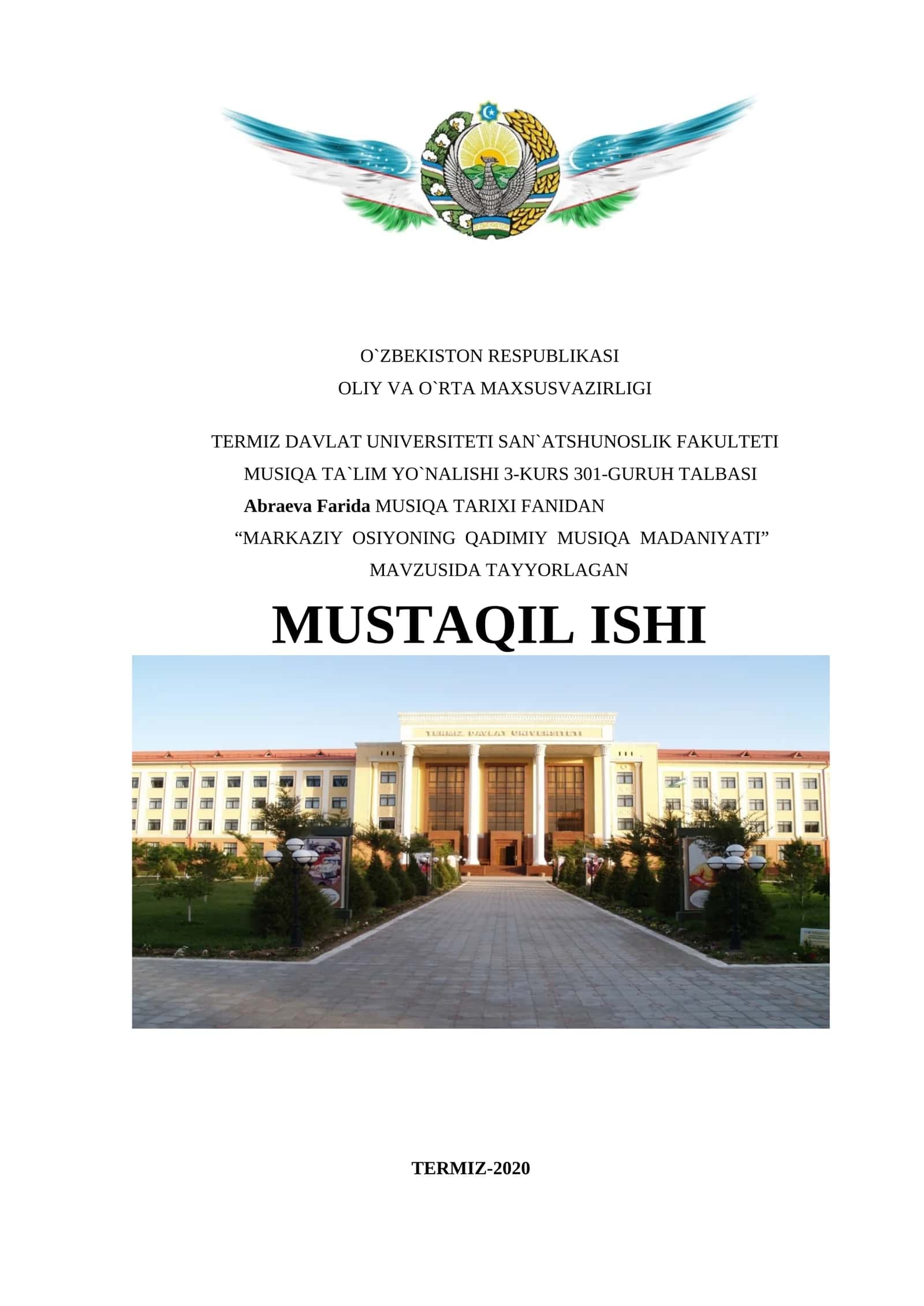 MARKAZIY OSIYONING QADIMIY MUSIQA MADANIYATI