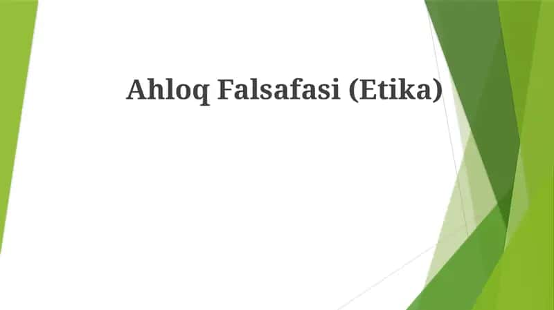 Ahloq Falsafasi (Etika)