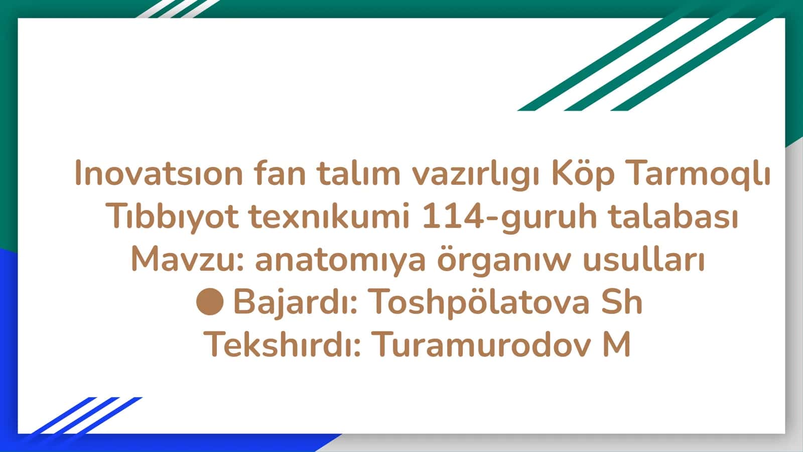 Anatomıya örganıw usulları