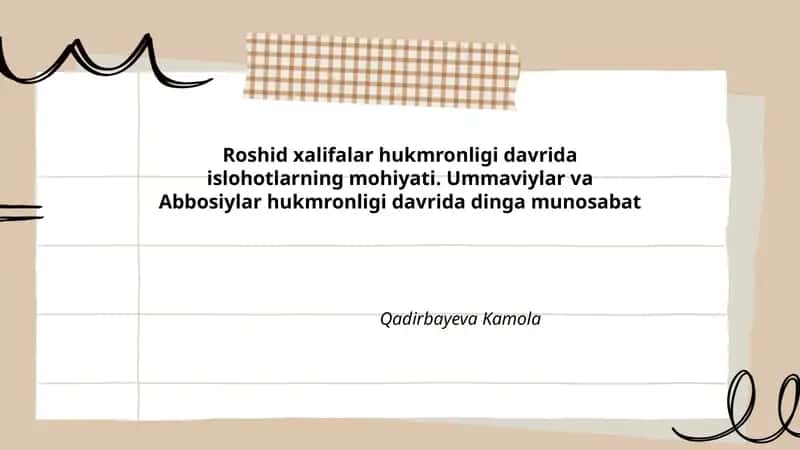 Rashid xalifalar davrida islohotlar