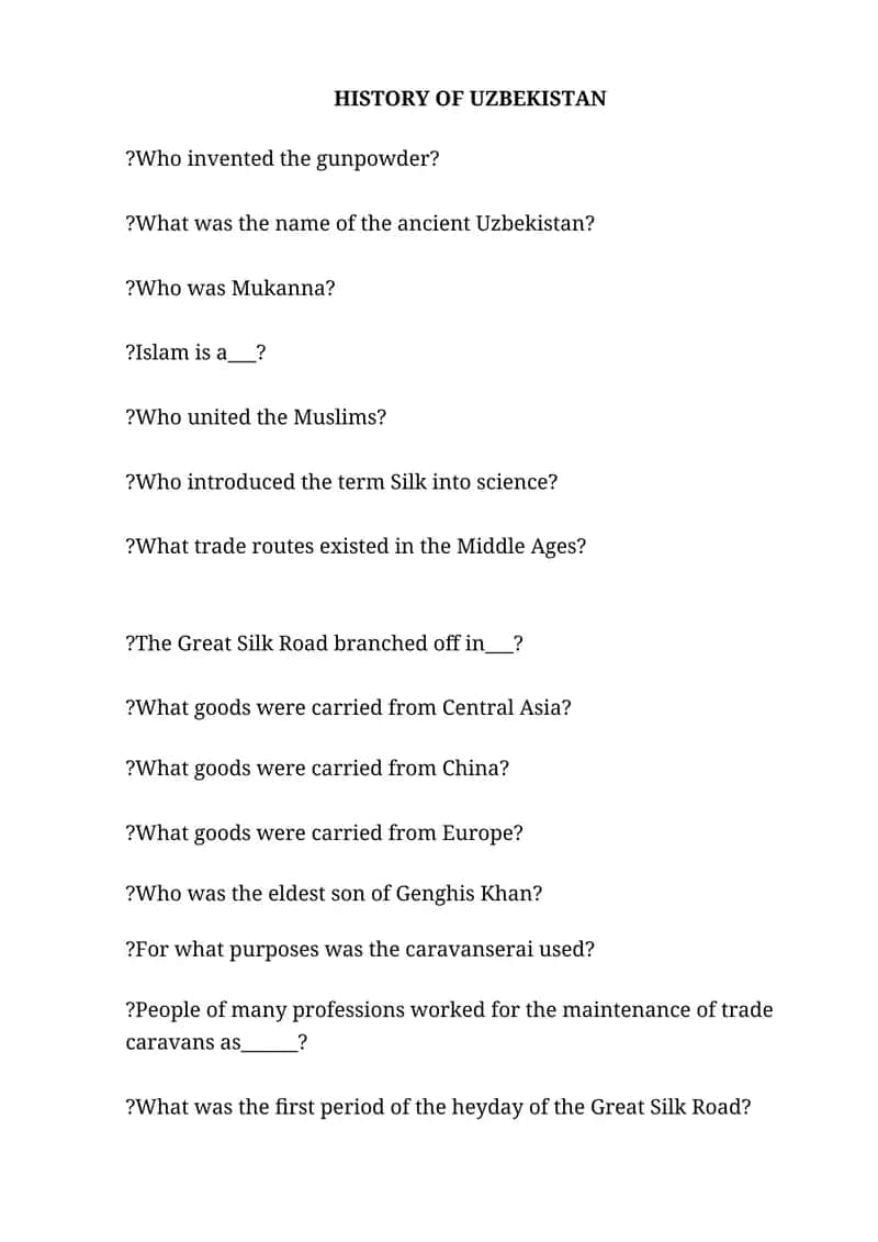 HISTORY OF UZBEKISTAN