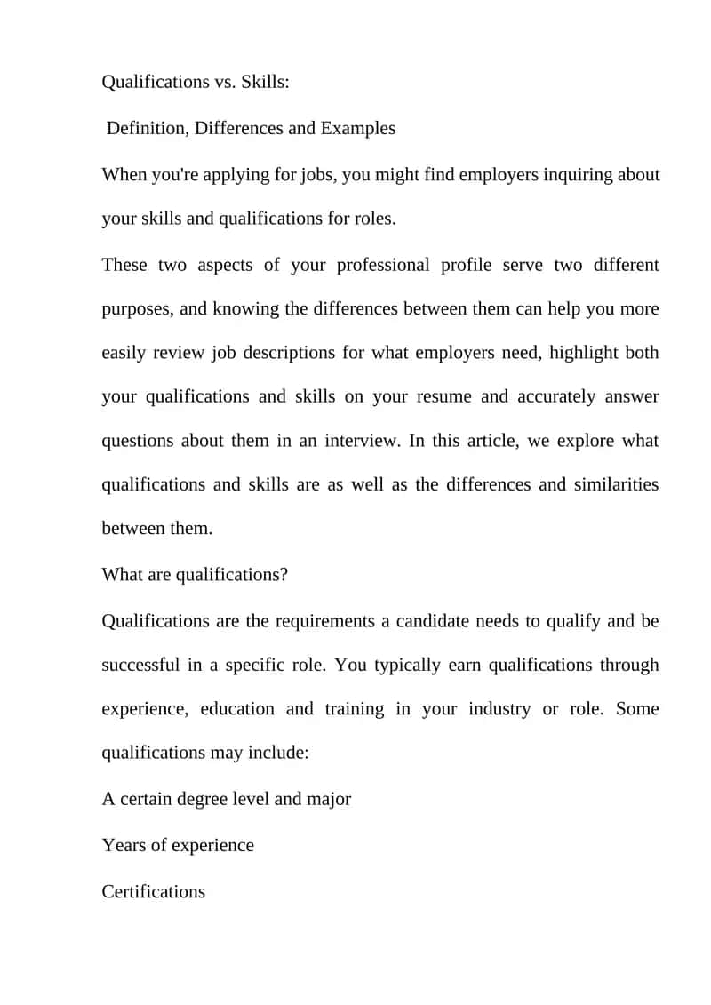 Qualifications vs. Skills