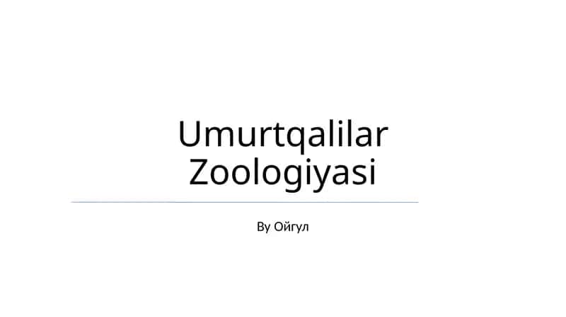 Umurtqalilar Zoologiyasi