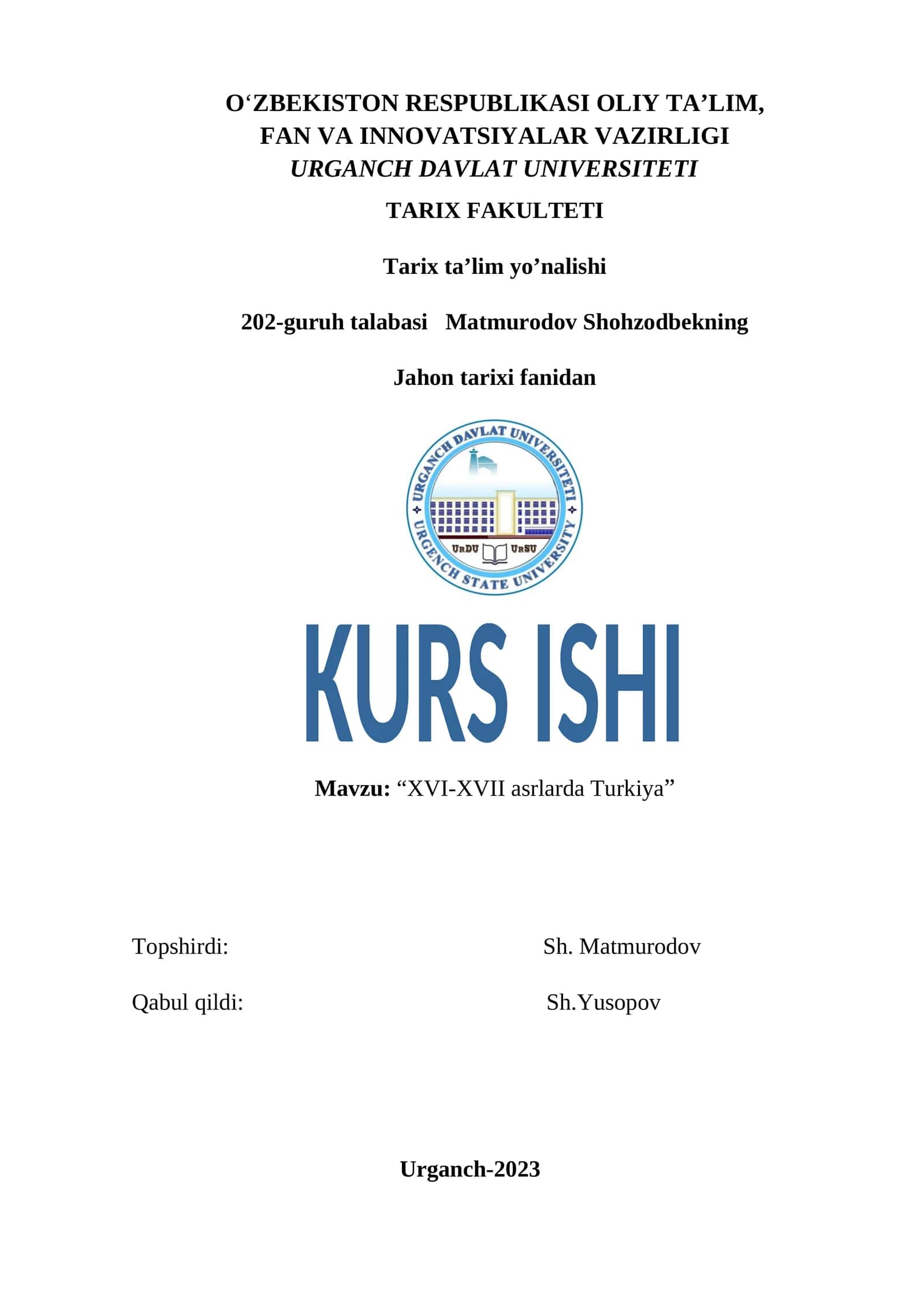 XVI-XVII asrlarda Turkiya