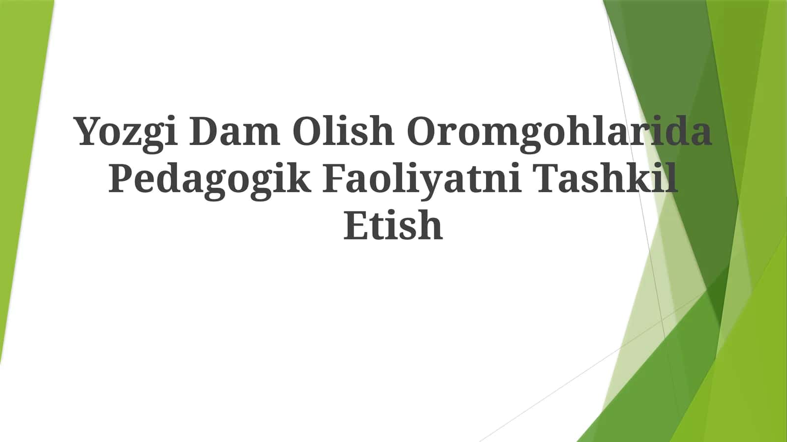 To'g'on qurilishi loyihalariga Pedagogik FaoliyatniTashkilEtish