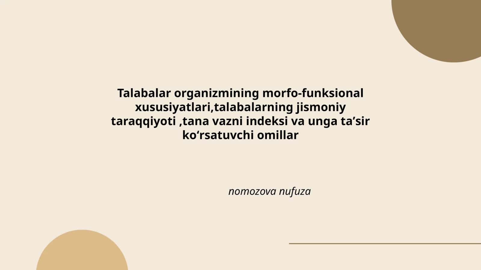 Talabalar organizmining morfologik xususiyatlari