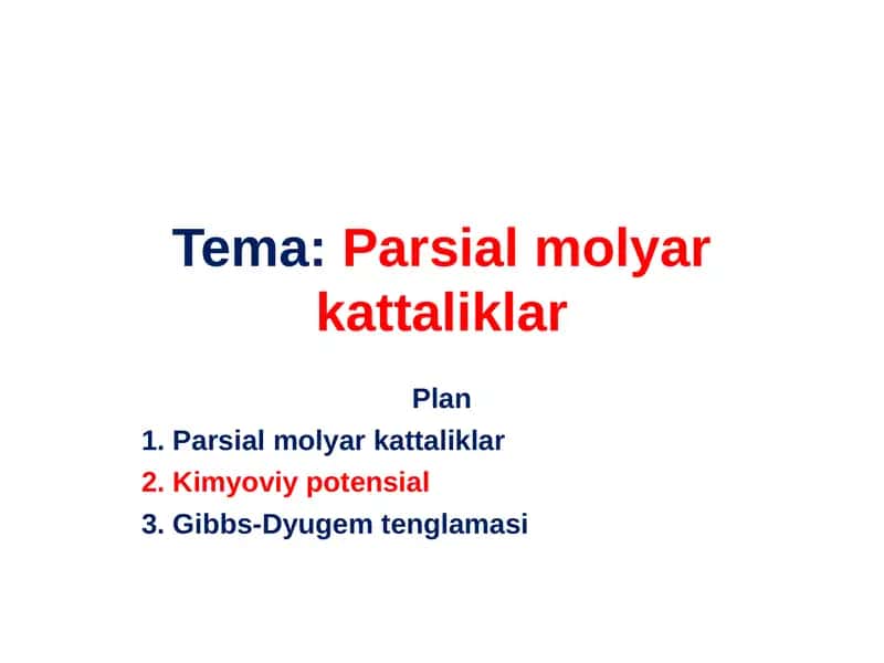 Parsial molyar kattaliklar