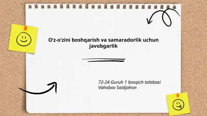 O'zini o'zi boshqarish va samaradorlik uchun javobgarlik