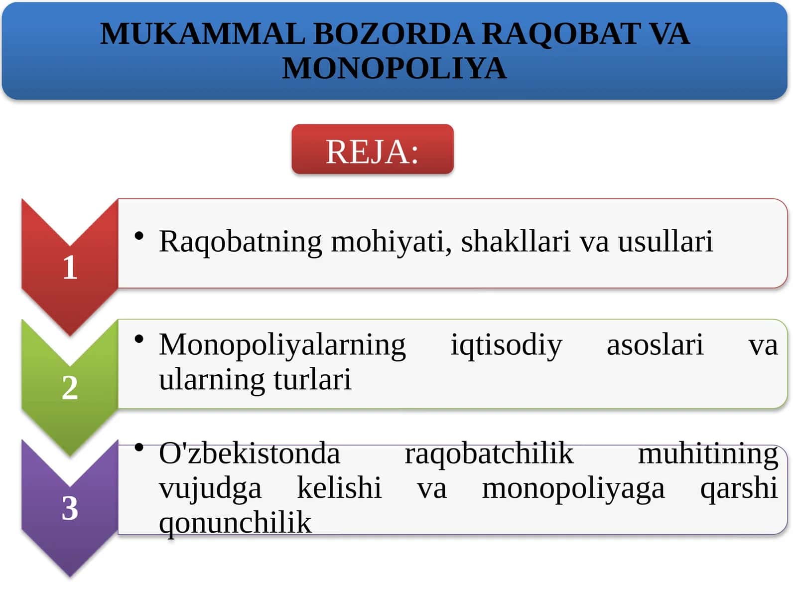MUKAMMAL BOZORDA RAQOBAT VA MONOPOLIYA