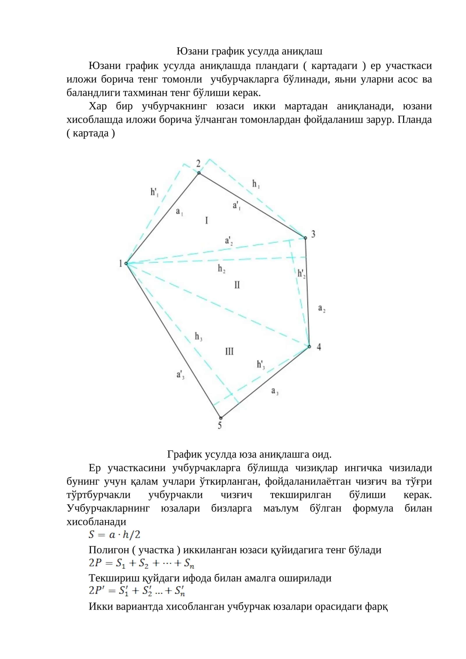 Юзани график усулда аниқлаш