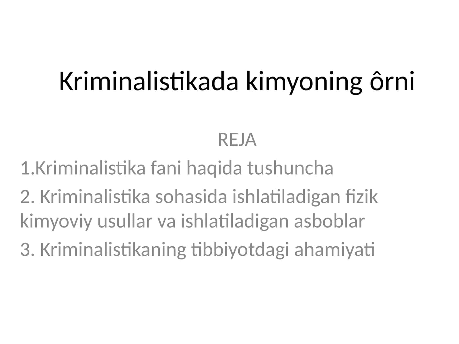 Kriminalistikada kimyoning ôrni