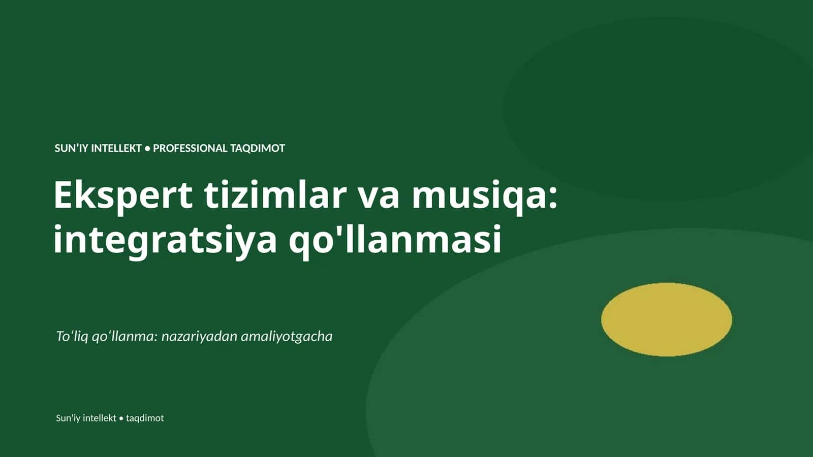Ekspert tizimlar va musiqa: integratsiya qo'llanmasi