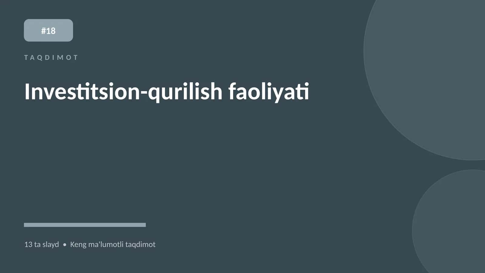 Tajdimot: Investitsion-qurilish faoliyati