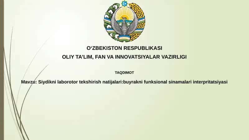 Siydikni laboratoriya tekshirish natijalari