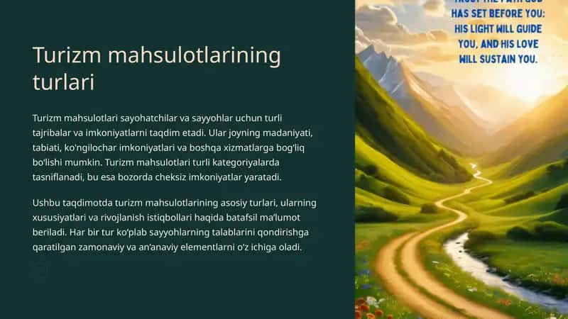 Turizm mahsulotlarining turlari