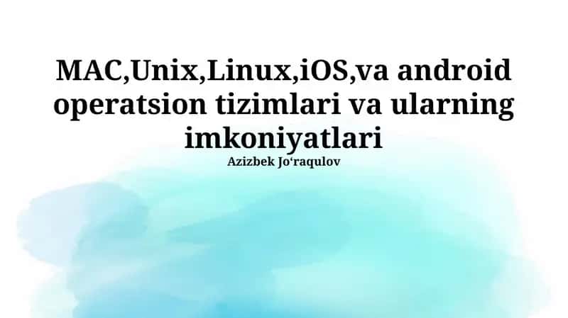 Operatsion tizimlarning umumiy tavsifi