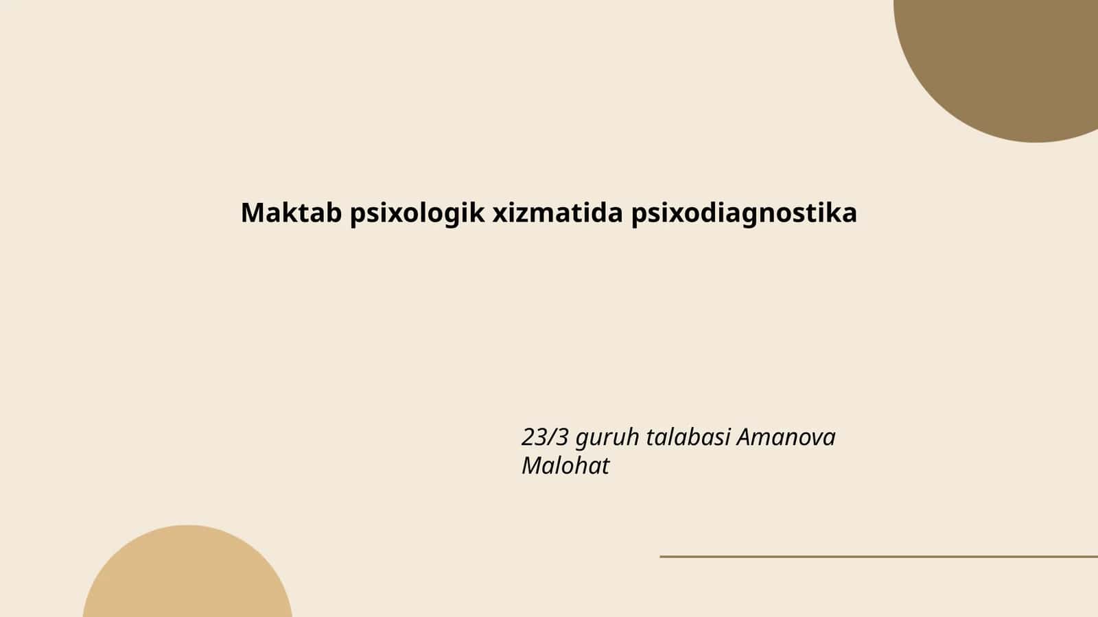 Maktab psixologik xizmatida psixodiagnostika