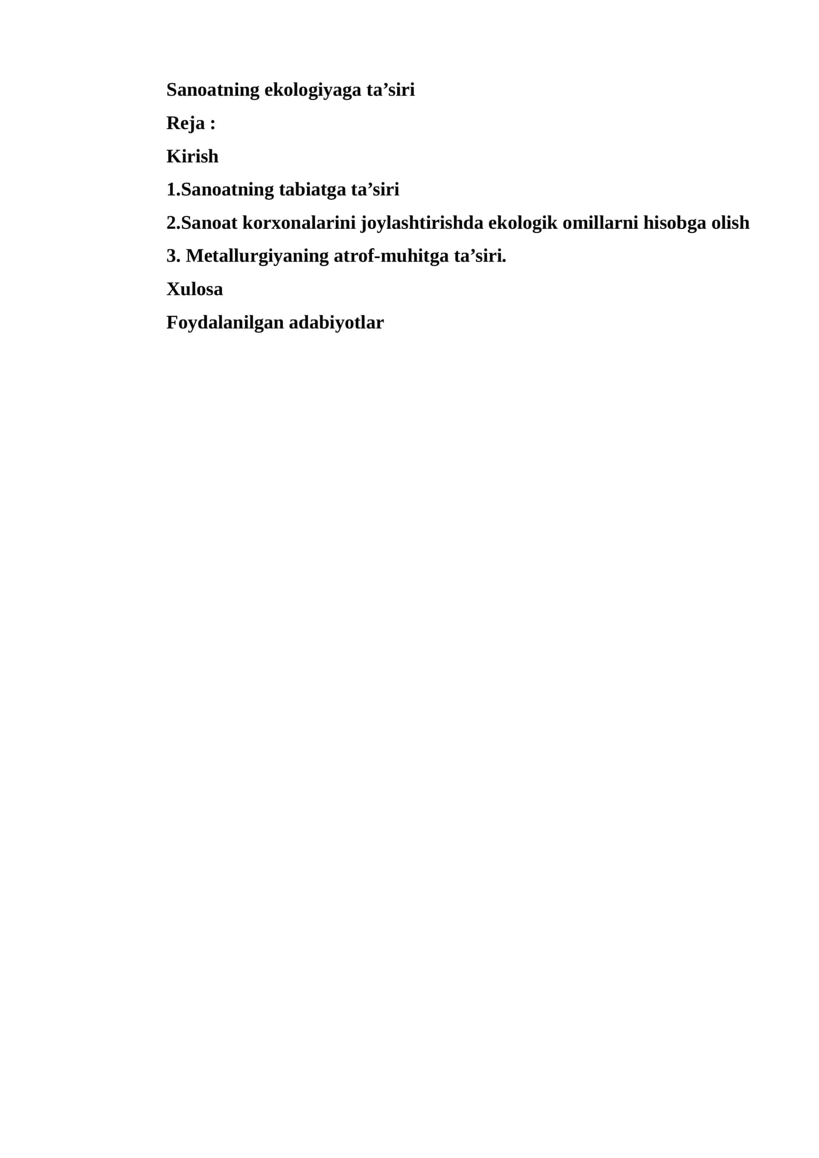 Sanoatning ekologiyaga ta’siri