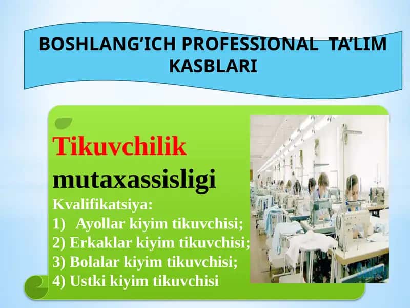 Professional ta’lim kasblari