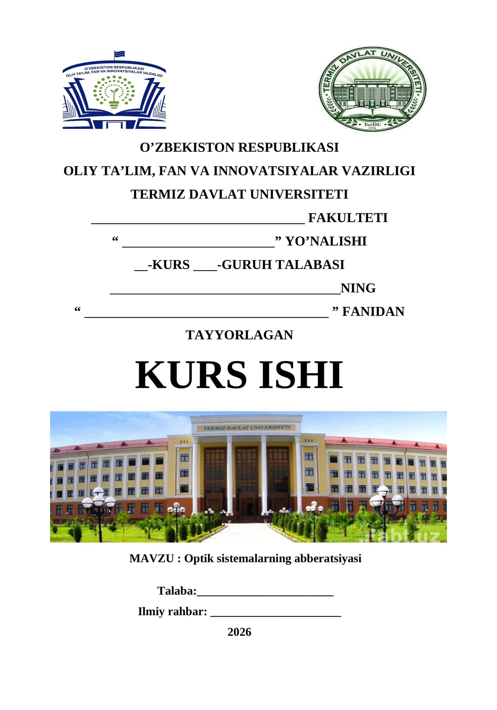 OPTIK SISTEMALARNING ABBERATSIYASI