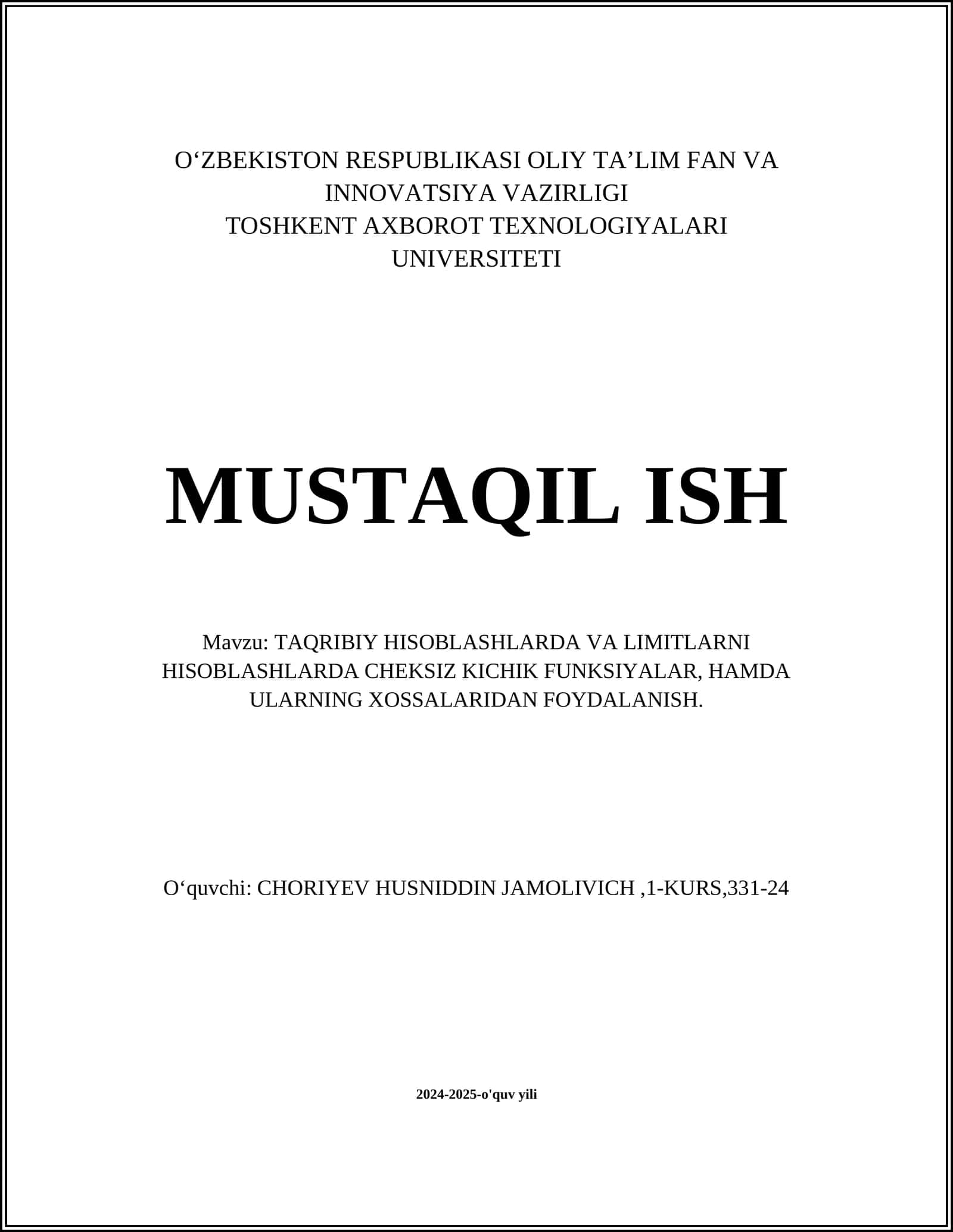 Cheksiz kichik funksiyalar