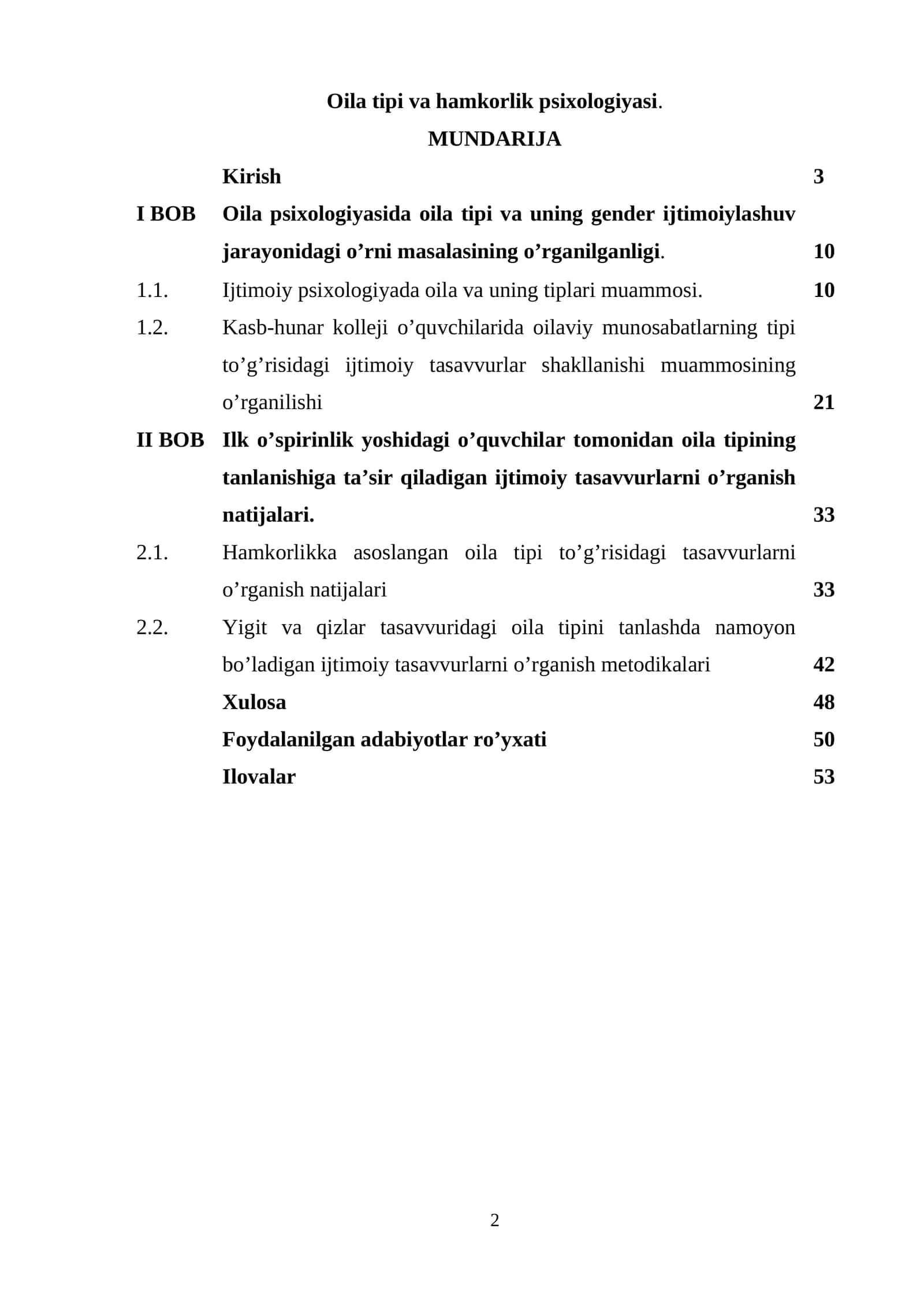 Oila tipi va hamkorlik psixologiyasi