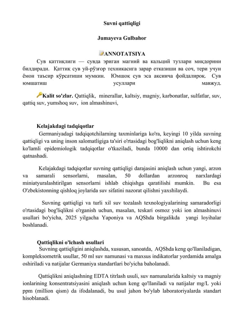 Suvni qattiqligi