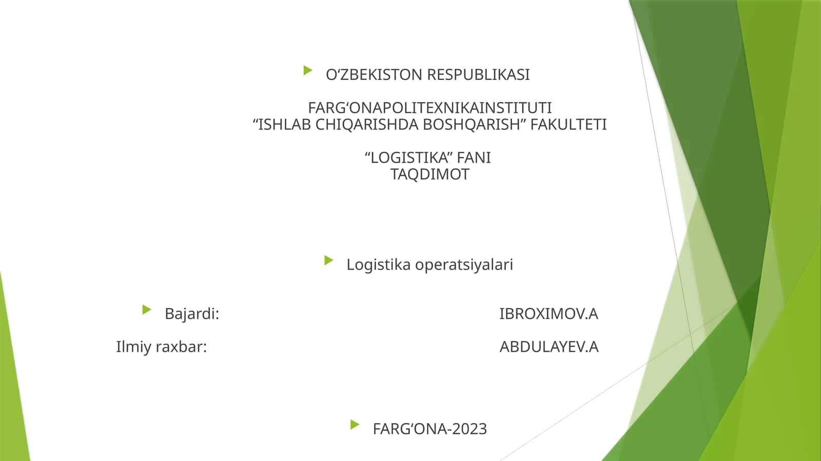 Logistika operatsiyalari