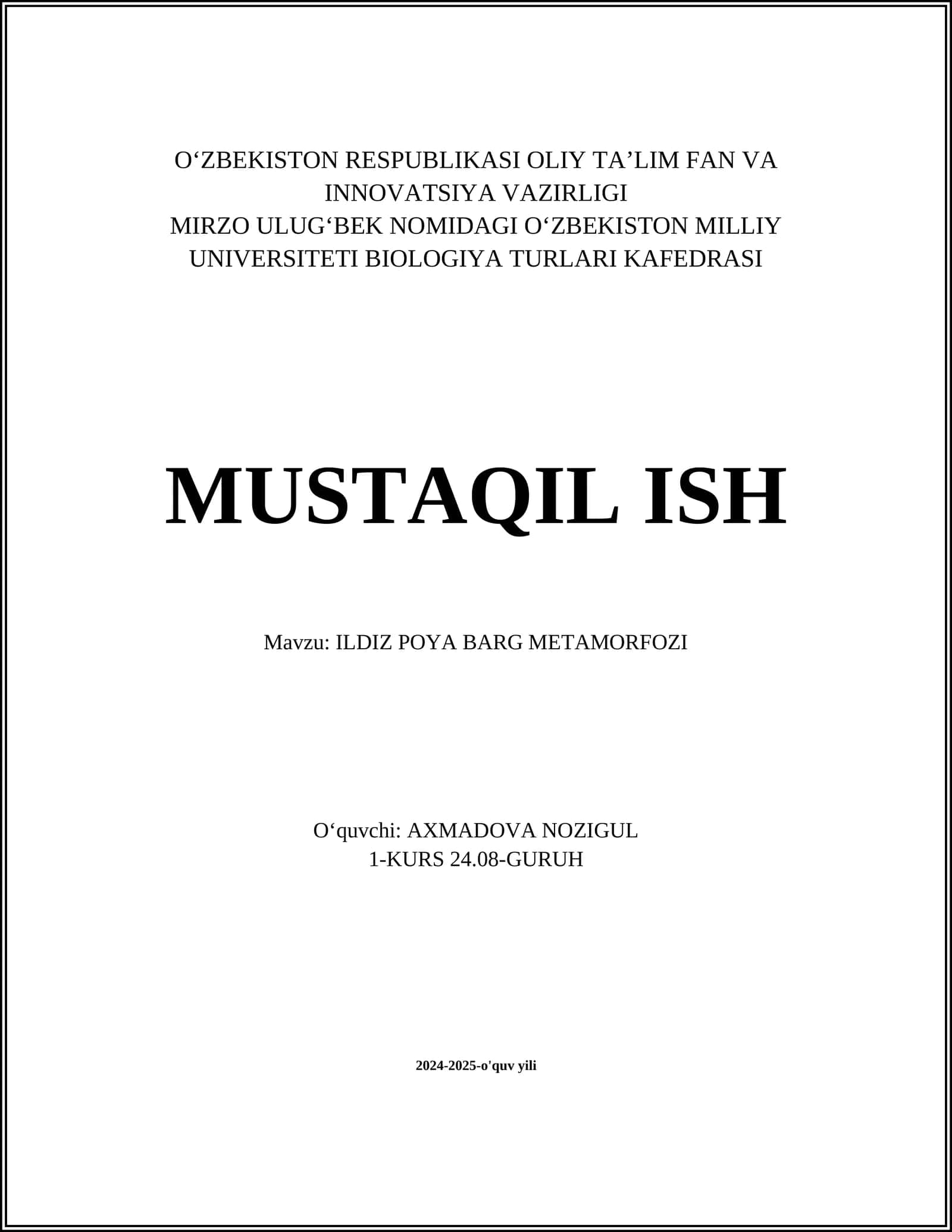 ILDIZ POYA BARG METAMORFOZI