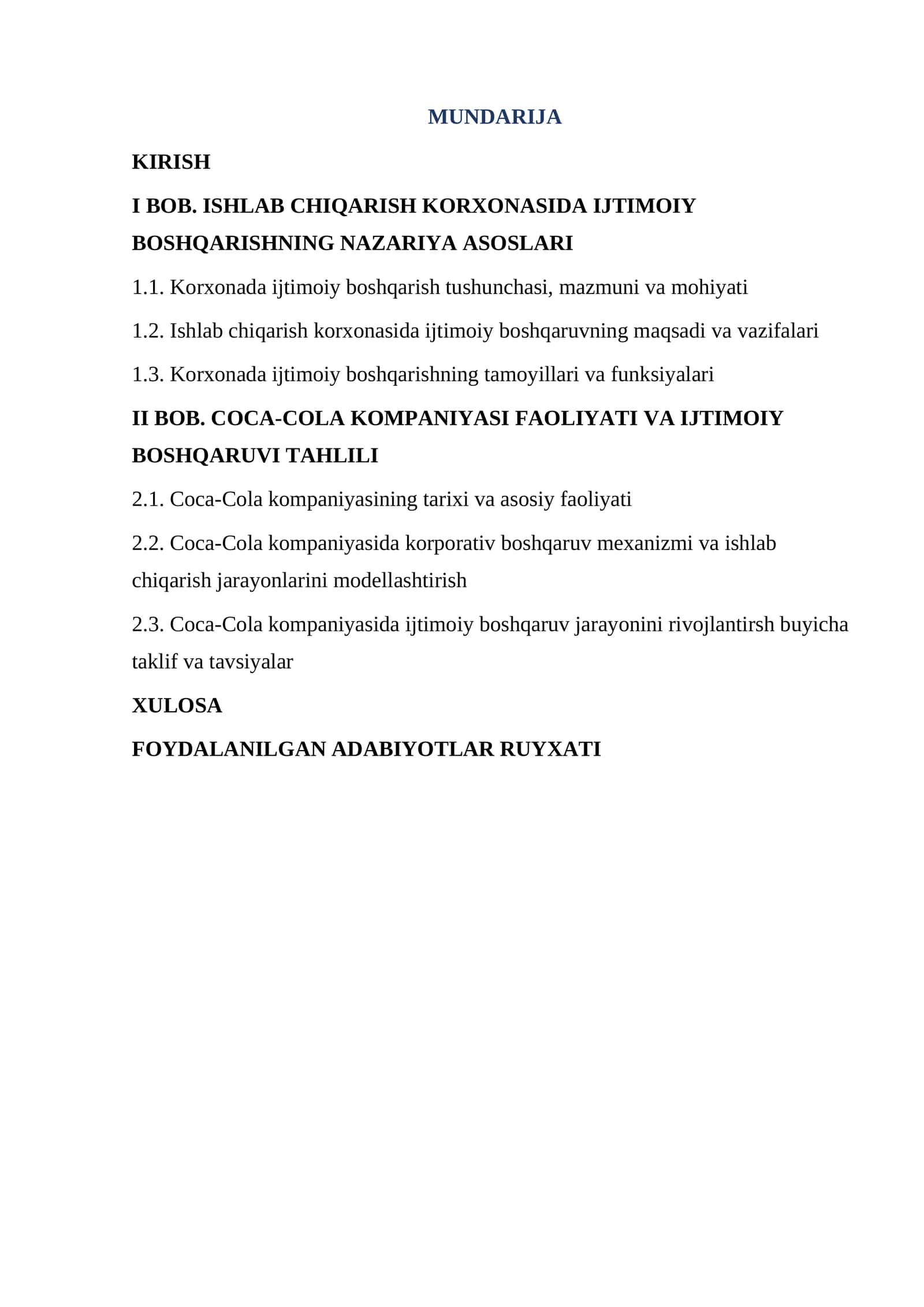 Ishlab chiqarish korxonasida ijtimoiy boshqarishning nazariya asoslari