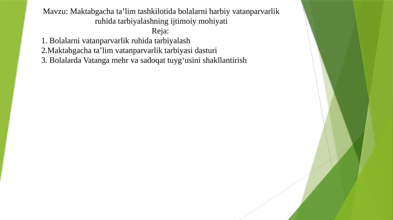 Maktabgacha taʼlim tashkilotida bolalarni harbiy vatanparvarlik ruhida tarbiyalashning ijtimoiy mohiyati