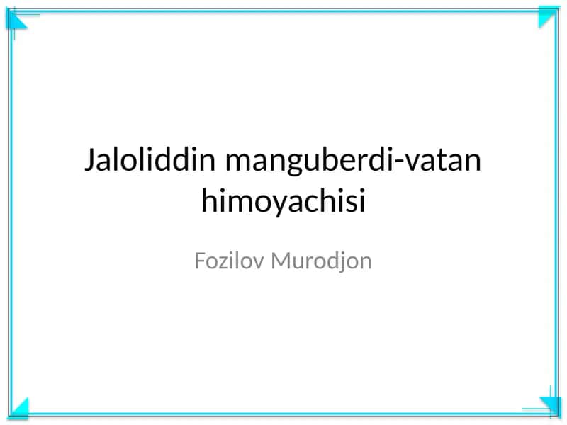 Jaloliddin Manguberdi-vatan Himoyachisi