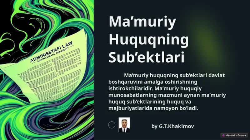 Ma’muriy Huquqning Sub’ektlari