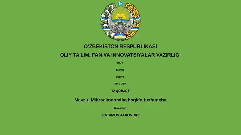 Mikroekonomika haqida tushuncha