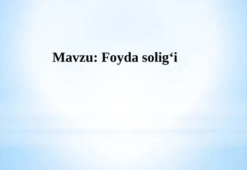 Foyda solig‘i